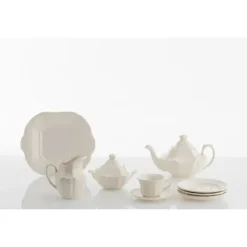 La Cartuja de Sevilla Juego de té de 40 piezas colección Ochavada Blanca > Juegos De Té