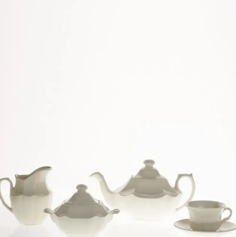 La Cartuja de Sevilla Juego de té de 15 piezas colección Ochavada Blanca > Juegos De Té