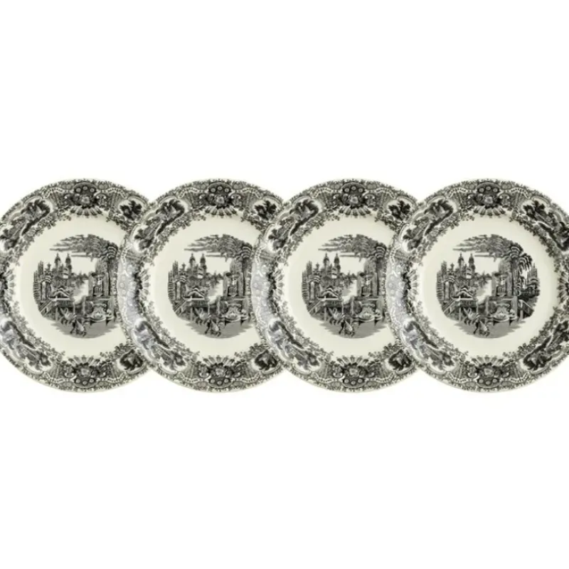 La Cartuja de Sevilla Set de 4 platos de postre colección Negro Vistas > Set Y Servicios|Platos