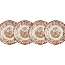 La Cartuja de Sevilla Set de 4 platos de postre colección 202 Rosa > Set Y Servicios|Platos