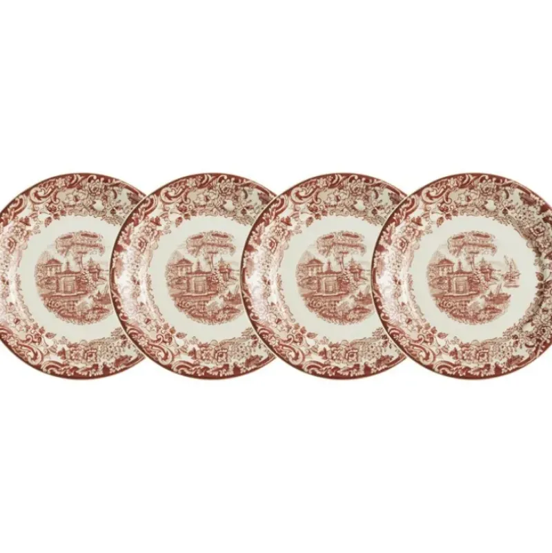La Cartuja de Sevilla Set de 4 platos de postre colección 202 Rosa > Set Y Servicios|Platos