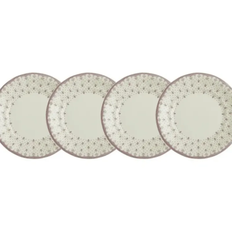 La Cartuja de Sevilla Set de 4 platos de postre colección Flor de Lis Rosa > Set Y Servicios|Platos