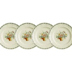 La Cartuja de Sevilla Set de 4 platos de postre colección Canasto Floral > Set Y Servicios|Platos
