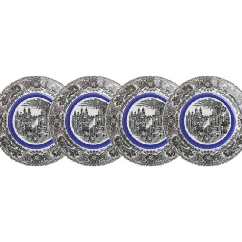 La Cartuja de Sevilla Set de 4 platos de postre colección Negro Vistas Blue by Aaron Stewart > Set Y Servicios|Platos