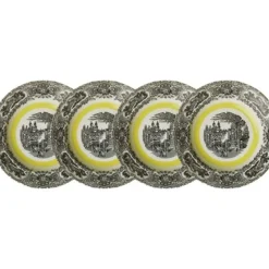 La Cartuja de Sevilla Set de 4 platos hondos colección Negro Vistas Yellow by Aaron Stewart > Set Y Servicios|Platos