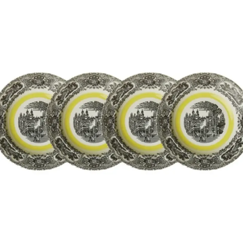 La Cartuja de Sevilla Set de 4 platos hondos colección Negro Vistas Yellow by Aaron Stewart > Set Y Servicios|Platos