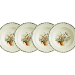 La Cartuja de Sevilla Set de 4 platos hondos colección Canasto Floral > Set Y Servicios|Platos