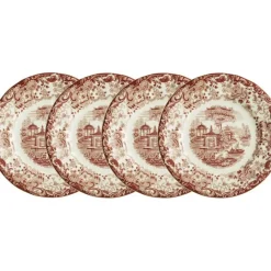 La Cartuja de Sevilla Set de 4 platos llanos 28 cm colección 202 Rosa > Set Y Servicios|Platos