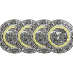 La Cartuja de Sevilla Set de 4 platos llanos 28 cm colección Negro Vistas Yellow by Aaron Stewart > Set Y Servicios|Platos