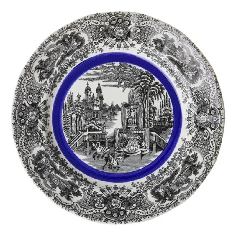 La Cartuja de Sevilla Set de 4 platos llanos 28 cm colección Negro Vistas Blue by Aaron Stewart > Set Y Servicios|Platos
