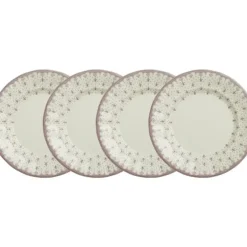La Cartuja de Sevilla Set de 4 platos llanos colección Flor de Lis Rosa > Set Y Servicios|Platos