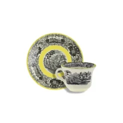 La Cartuja de Sevilla Set de 4 tazas de café con platillos colección Negro Vistas Yellow by Aaron Stewart > Set De Tazas Con Platillos
