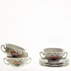 La Cartuja de Sevilla Set de 6 tazas de consomé con platillos colección Bellavista > Set Y Servicios|Boles Y Tazas De Consomé