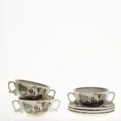 La Cartuja de Sevilla Set de 6 tazas de consomé con platillos colección Atenea > Set Y Servicios|Boles Y Tazas De Consomé