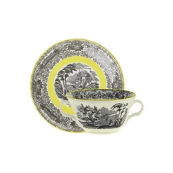 La Cartuja de Sevilla Set de 4 tazas de consomé con platillos colección Negro Vistas Yellow by Aaron Stewart > Set Y Servicios|Boles Y Tazas De Consomé
