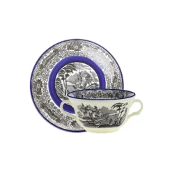 La Cartuja de Sevilla Set de 6 tazas de consomé con platillos colección Negro Vistas Blue by Aaron Stewart > Set Y Servicios|Boles Y Tazas De Consomé