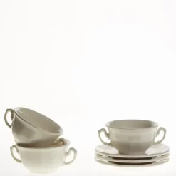 La Cartuja de Sevilla Set de 12 tazas de consomé con platillos colección Aurora Blanca > Set Y Servicios|Boles Y Tazas De Consomé