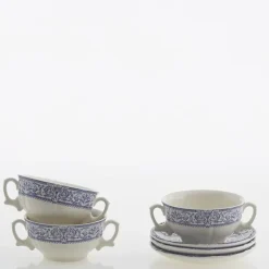 La Cartuja de Sevilla Set de 12 tazas de consomé con platillos colección 150 Aniversario > Set Y Servicios|Boles Y Tazas De Consomé