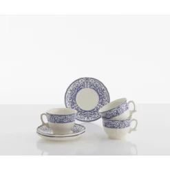 La Cartuja de Sevilla Set de 4 tazas de desayuno con platillos colección 150 Aniversario > Set De Tazas Con Platillos