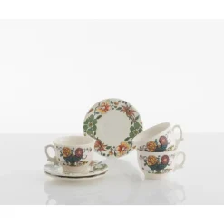 La Cartuja de Sevilla Set de 4 tazas de desayuno con platillos colección Bellavista > Set De Tazas Con Platillos