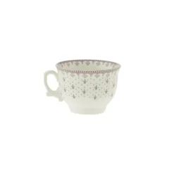 La Cartuja de Sevilla Set de 12 tazas de desayuno con platillos colección Flor de Lis Rosa > Set De Tazas Con Platillos