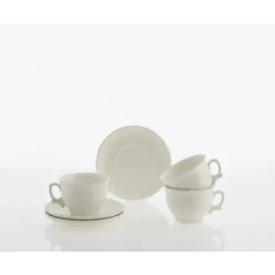 La Cartuja de Sevilla Set de 6 tazas de desayuno con platillos colección Imperio Blanca > Set De Tazas Con Platillos