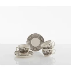 La Cartuja de Sevilla Set de 4 tazas de desayuno con platillos colección Atenea > Set De Tazas Con Platillos