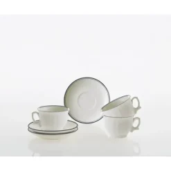 La Cartuja de Sevilla Set de 4 tazas de desayuno con platillos colección Basic Line Blue > Set De Tazas Con Platillos