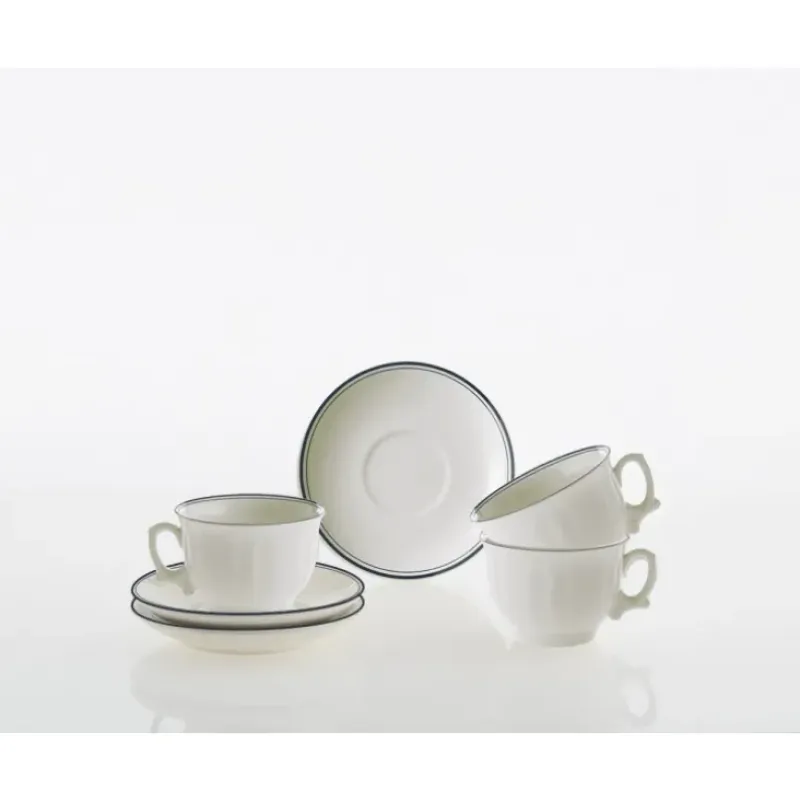 La Cartuja de Sevilla Set de 4 tazas de desayuno con platillos colección Basic Line Blue > Set De Tazas Con Platillos