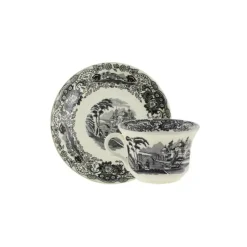 La Cartuja de Sevilla Set de 4 tazas de té con platillos colección Negro Vistas > Set De Tazas Con Platillos