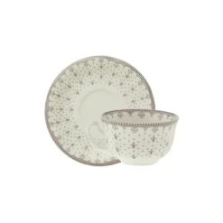 La Cartuja de Sevilla Set de 4 tazas de té con platillos colección Flor de Lis Rosa > Set De Tazas Con Platillos
