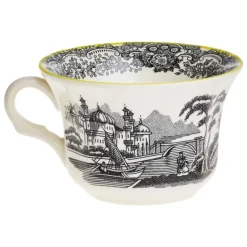 La Cartuja de Sevilla Set de 4 tazas de té con platillos colección Negro Vistas Yellow by Aaron Stewart > Set De Tazas Con Platillos