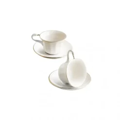 La Cartuja de Sevilla Set de 4 tazas de té con platillos colección Odette Gold > Set De Tazas Con Platillos