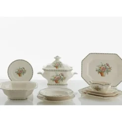 La Cartuja de Sevilla Vajilla completa de 56 piezas colección Canasto Floral > Vajillas