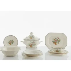 La Cartuja de Sevilla Vajilla completa de 42 piezas colección Canasto Floral > Vajillas